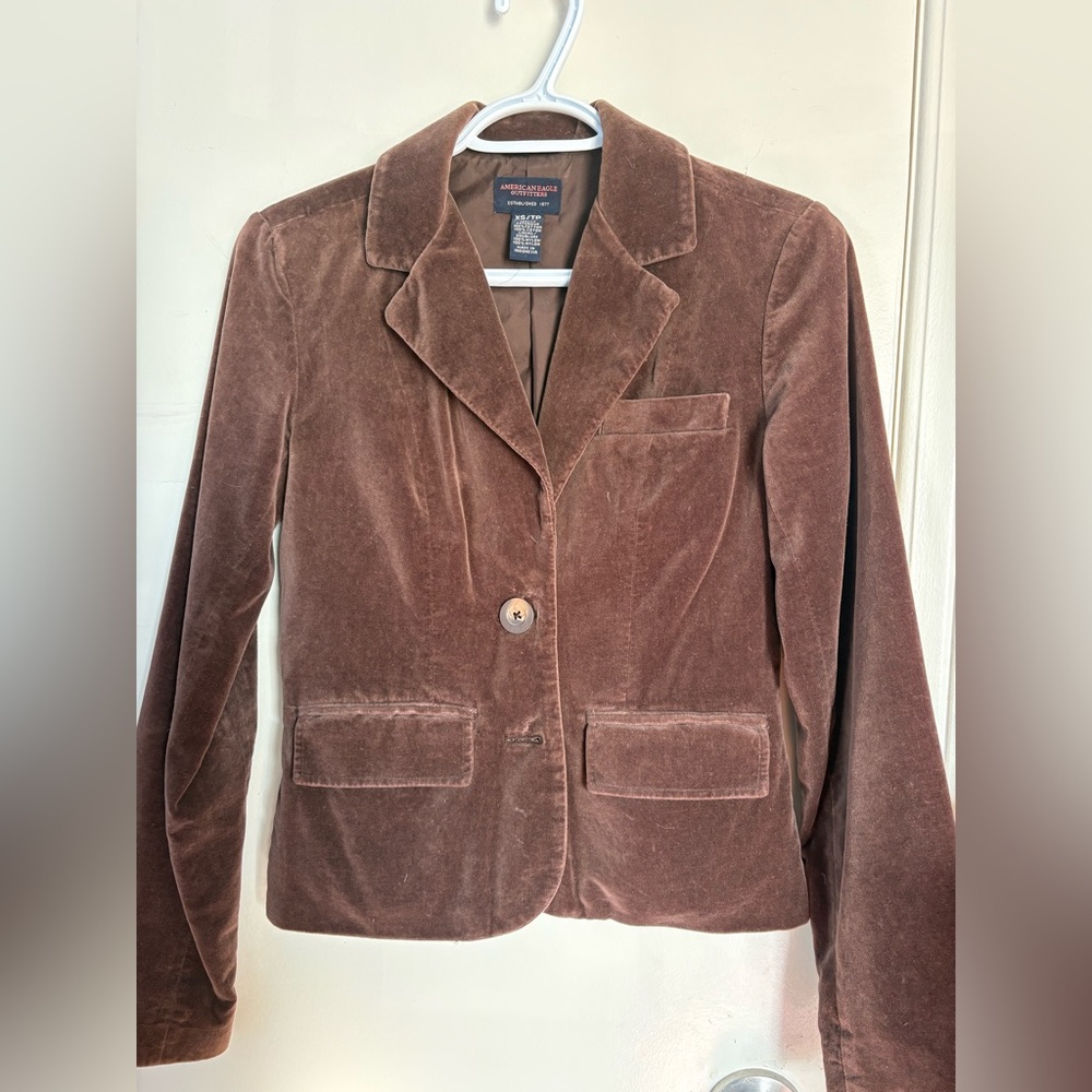 Vintage Brown Velvet Blazer 100% Cotton